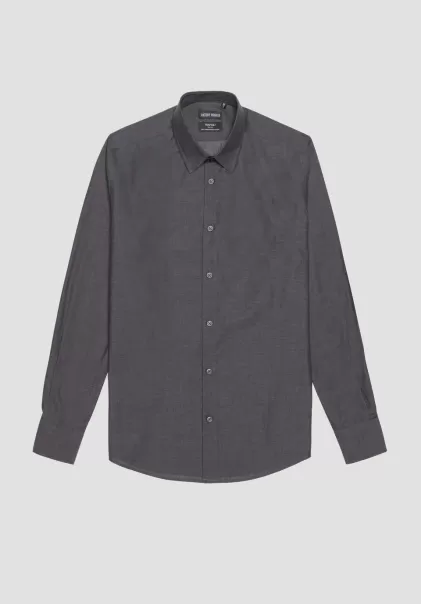 Antony Morato Hemden Herren Hemd Slim Fit „Napoli“ Aus 100 % Baumwolle Schwarz