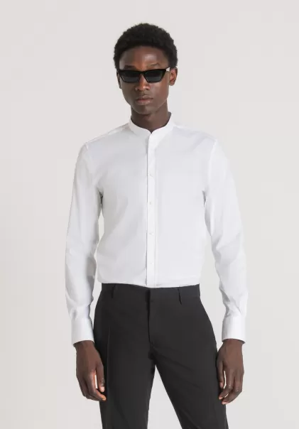Hemd Aus Baumwolle Mit Kleinem Stehkragen Hemden Weiß Herren Antony Morato