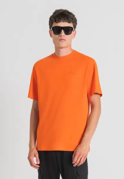 Antony Morato T-Shirt Aus 100 % Baumwolle Mit Gesticktem Logo T-Shirts Und Polo Herren Orange