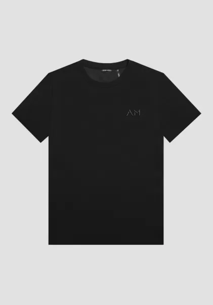 T-Shirts Und Polo Antony Morato T-Shirt Over Fit Aus Reiner Baumwolle Mit Gesticktem Logo Herren Schwarz