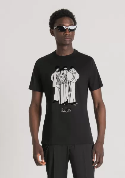 T-Shirt Regular Fit Aus 100 % Baumwolle Mit Print „The Beatles“ Antony Morato T-Shirts Und Polo Herren Schwarz