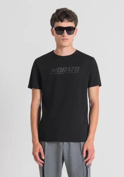 T-Shirts Und Polo Herren T-Shirt Slim Fit Aus Reiner Baumwolle Mit „Morato“-Print Antony Morato Schwarz