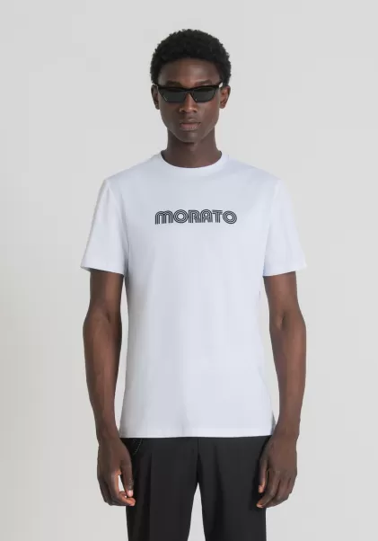 Herren Antony Morato T-Shirts Und Polo T-Shirt Slim Fit Aus 100 % Baumwolle Mit Logoprint Weiß