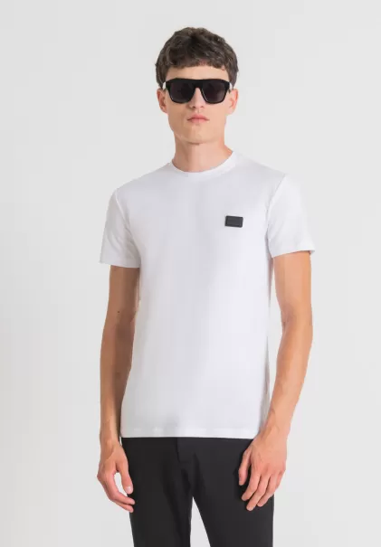 T-Shirt Super Slim Fit Mit Tasche Aus Lederimitat Antony Morato Herren T-Shirts Und Polo Weiß