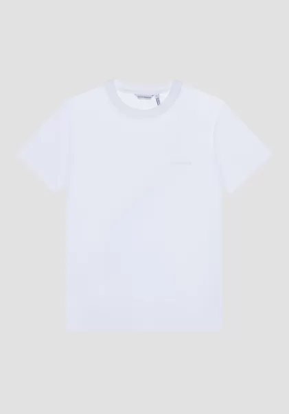 Herren Antony Morato T-Shirts Und Polo Creme T-Shirt Regular Fit Aus Nachhaltiger Viskose Mit Logo-Print
