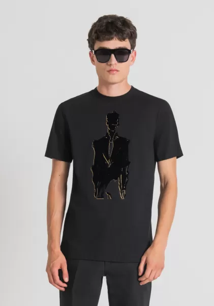 Schwarz Antony Morato T-Shirt Regular Fit Aus 100 % Baumwolle Mit Print Von Richard Hambleton Herren T-Shirts Und Polo