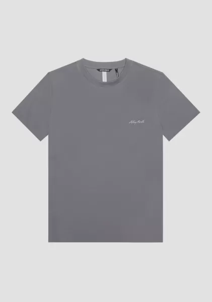 Anthrazit T-Shirts Und Polo T-Shirt Regular Fit Aus Nachhaltiger Viskose Mit Logo-Print Herren Antony Morato