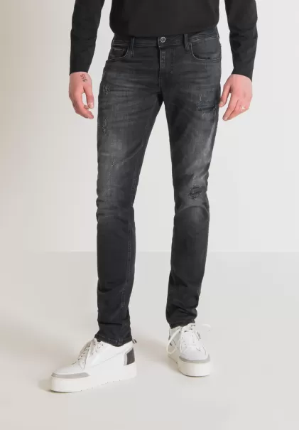 Schwarz Jeans Jeans Tapered Fit „Iggy“ Aus Stretch-Denim Mit Schwarzer Waschung Herren Antony Morato