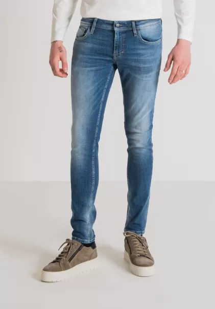 Herren Antony Morato Blue Denim Jeans Jeans Tapered Fit „Ozzy“ Aus Stretch-Denim Mittlere Waschung