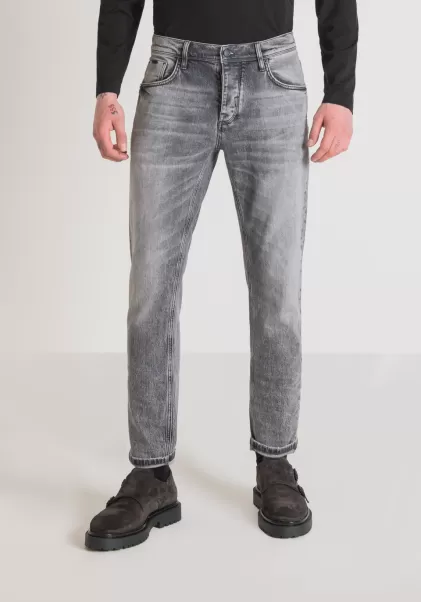 Jeans Slim Ankle Length Fit „Argon“ Aus Schwarzem Denim Mit Heller Waschung Antony Morato Herren Jeans Schwarz