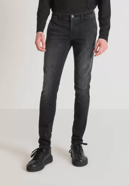 Jeans Herren Jeans Skinny Fit „Mason“ Aus Schwarzem Power-Stretch-Denim Dunkle Waschung Antony Morato Schwarz
