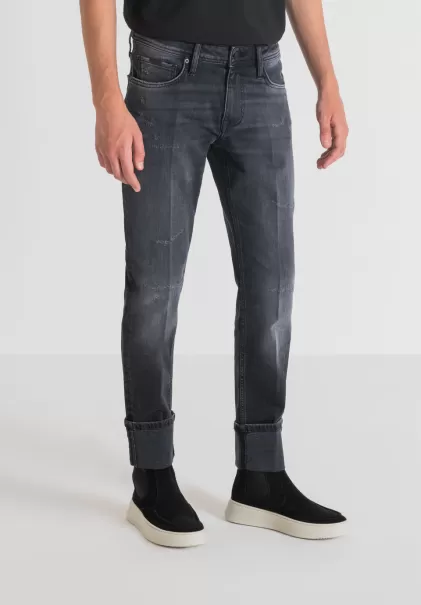 Jeans Antony Morato Jeans Super Skinny Fit „Paul“ Aus Schwarzem Stretch-Denim Mit Mittlerer Waschung Und Rissen Vorne Schwarz Herren