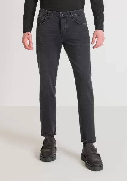 Jeans Antony Morato Schwarz Herren Jeans Slim Ankle Length Fit „Argon“ Aus Schwarzem Denim Mit Mittlerer Waschung