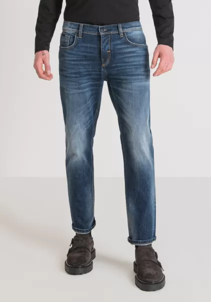 Jeans Slim Ankle Length Fit „Argon“ Aus Blauem Denim Mit Mittlerer Waschung Jeans Antony Morato Blue Denim Herren