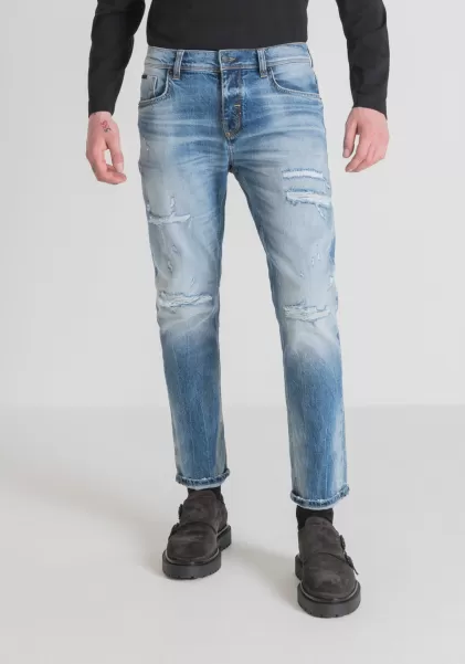 Jeans Slim Fit „Argon“ Aus Blue Denim Mit Heller Waschung Antony Morato Blue Denim Herren Jeans