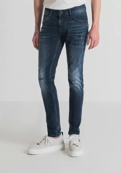 Blue Denim Antony Morato Jeans Super Skinny Fit „Gilmour“ Aus Elastischem Denim-Mischgewebe Mit Dunkler Waschung Und Bleich-Effekt Herren Jeans