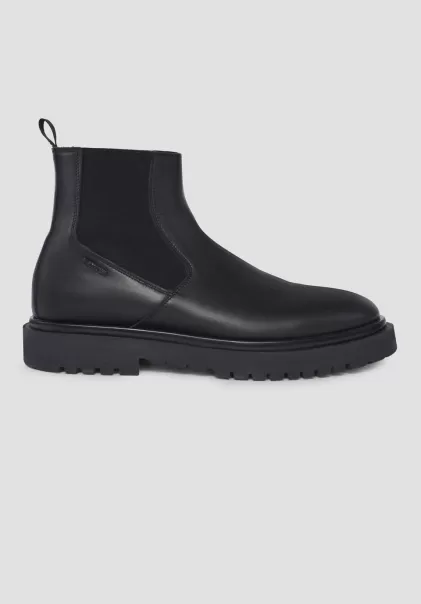 Herren Formelle Schuhe Antony Morato Schwarz Chelsea-Stiefeletten „Avedon“ Aus Leder