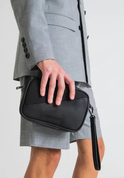 Taschen Und Beutel Tasche Aus Popeline Mit Kontrastierenden Details Aus Kunstleder Schwarz Herren Antony Morato
