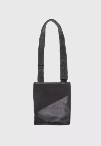 Schwarz Messenger-Tasche Aus Popeline Mit Details Aus Kunstleder Und Metall-Logo Herren Taschen Und Beutel Antony Morato